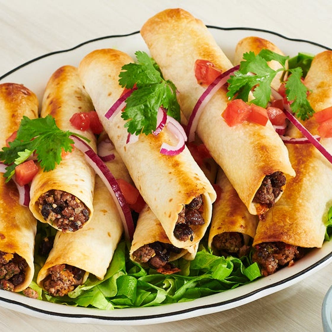 Baked Bean & Beef Taquitos