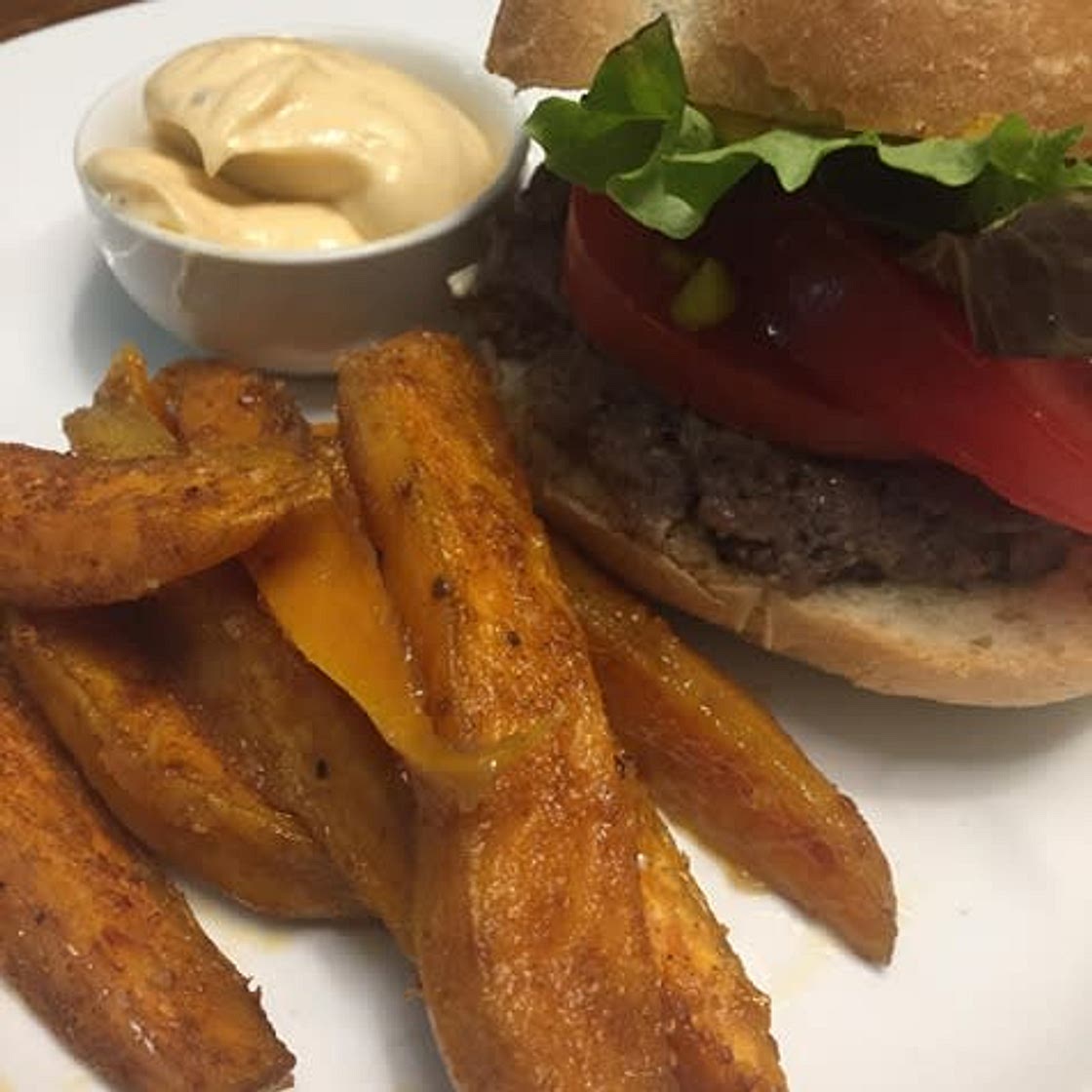 Smash Burgers with Sweet Potato Fries