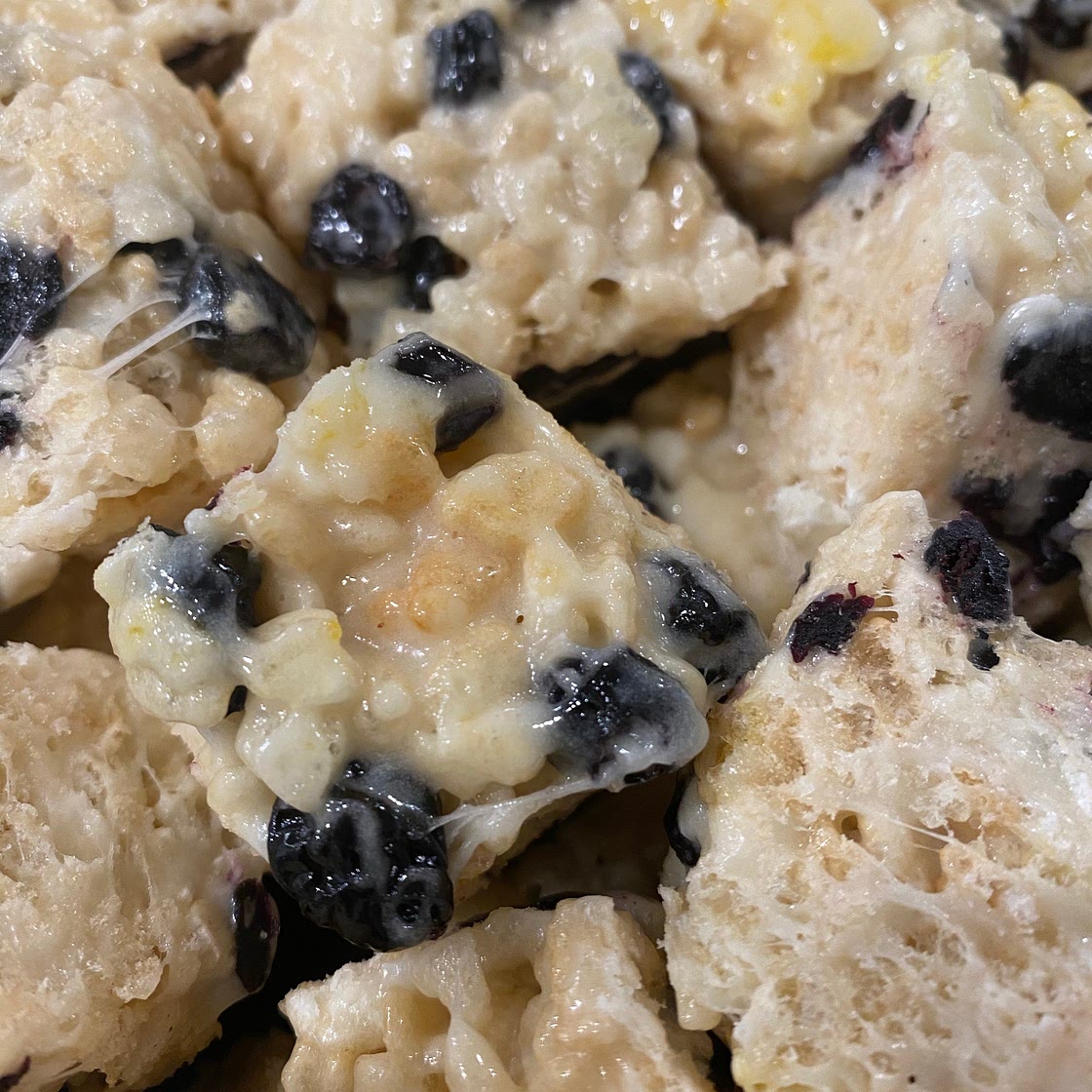 Blueberry White Chocolate Rice Krispie bars
