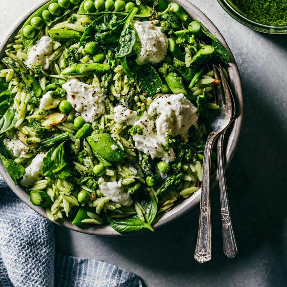 Green Orzo Salad w/ Basil Vinaigrette