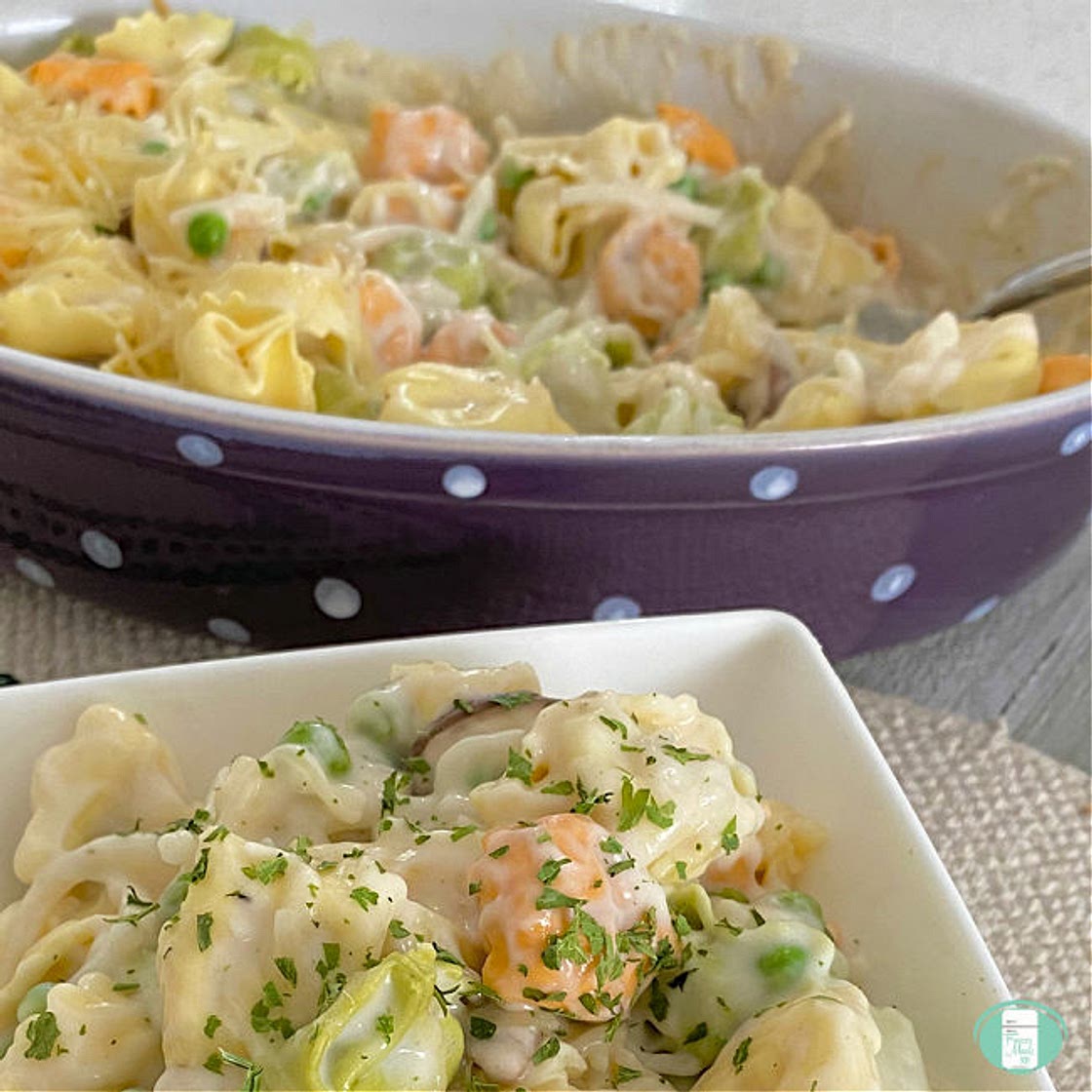(Freezer Meals) Baked Tortellini Alfredo