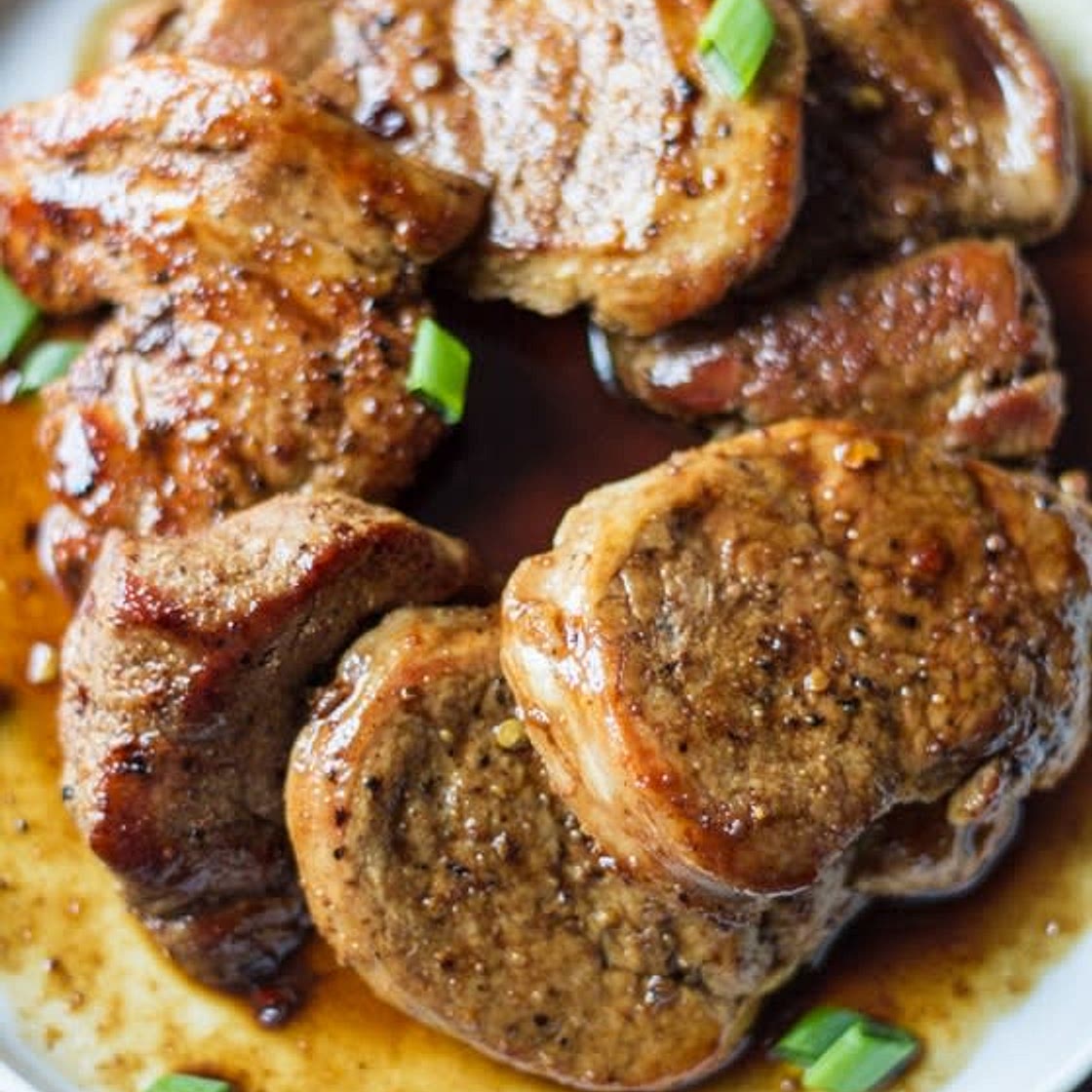 Pork Tenderloin Medallions with Maple Mustard Sauce