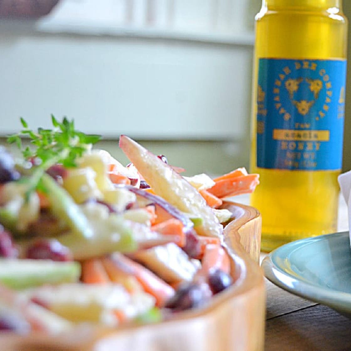Carrot-Apple Slaw with Acacia Honey and Orange Juice Vinaigrette