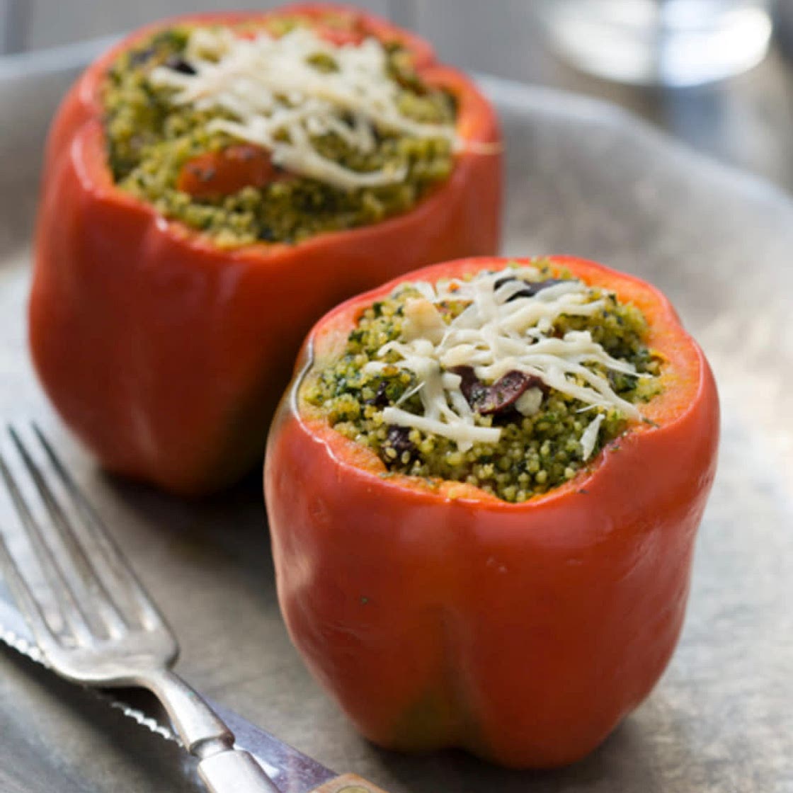 Pesto Chicken Stuffed Peppers
