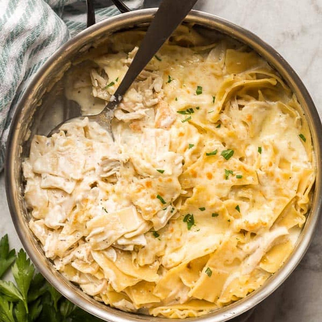White Chicken Skillet Lasagna