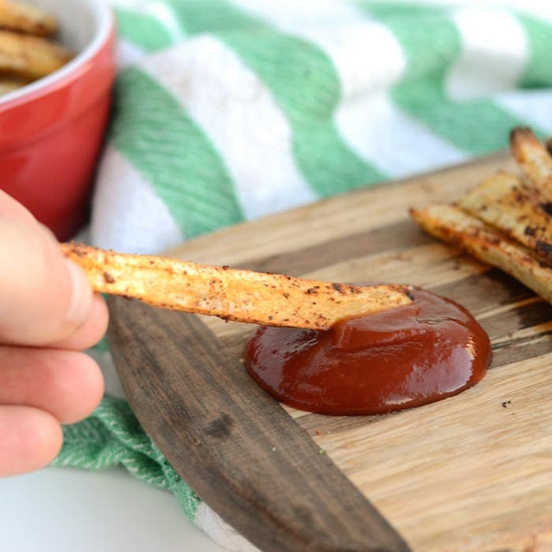 Chili Garlic Baked Parsnip Fries