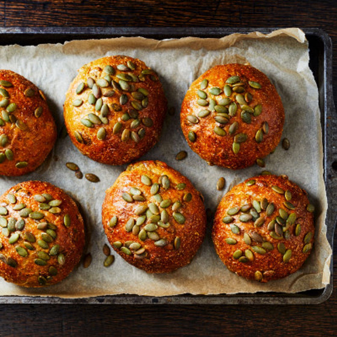 Sweet potato and pumpkin seed rolls