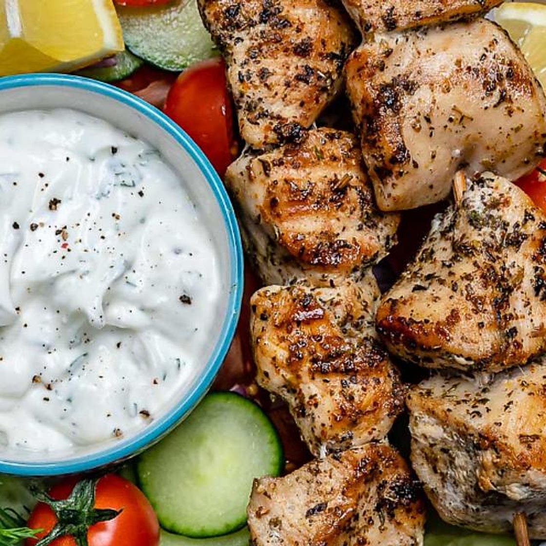 Clean-Eating Mediterranean Chicken Skewers Recipe With Homemade Tzatziki Dip | Poultry | 30Seconds Food