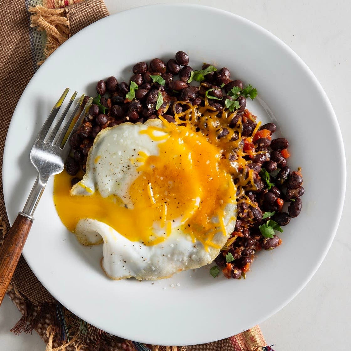 Fried Eggs over Mexican Black Beans