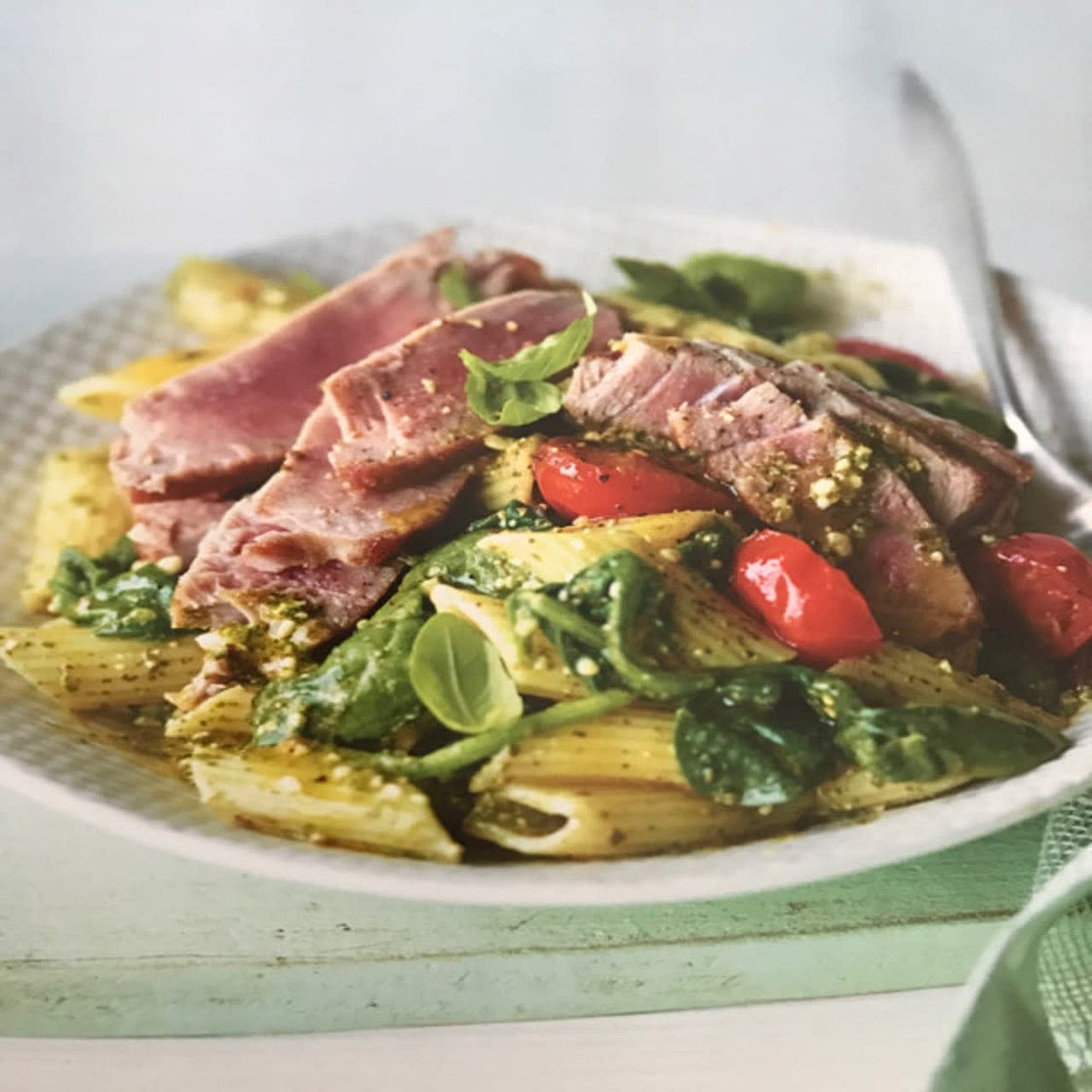 Pesto Penne with Grilled Tuna