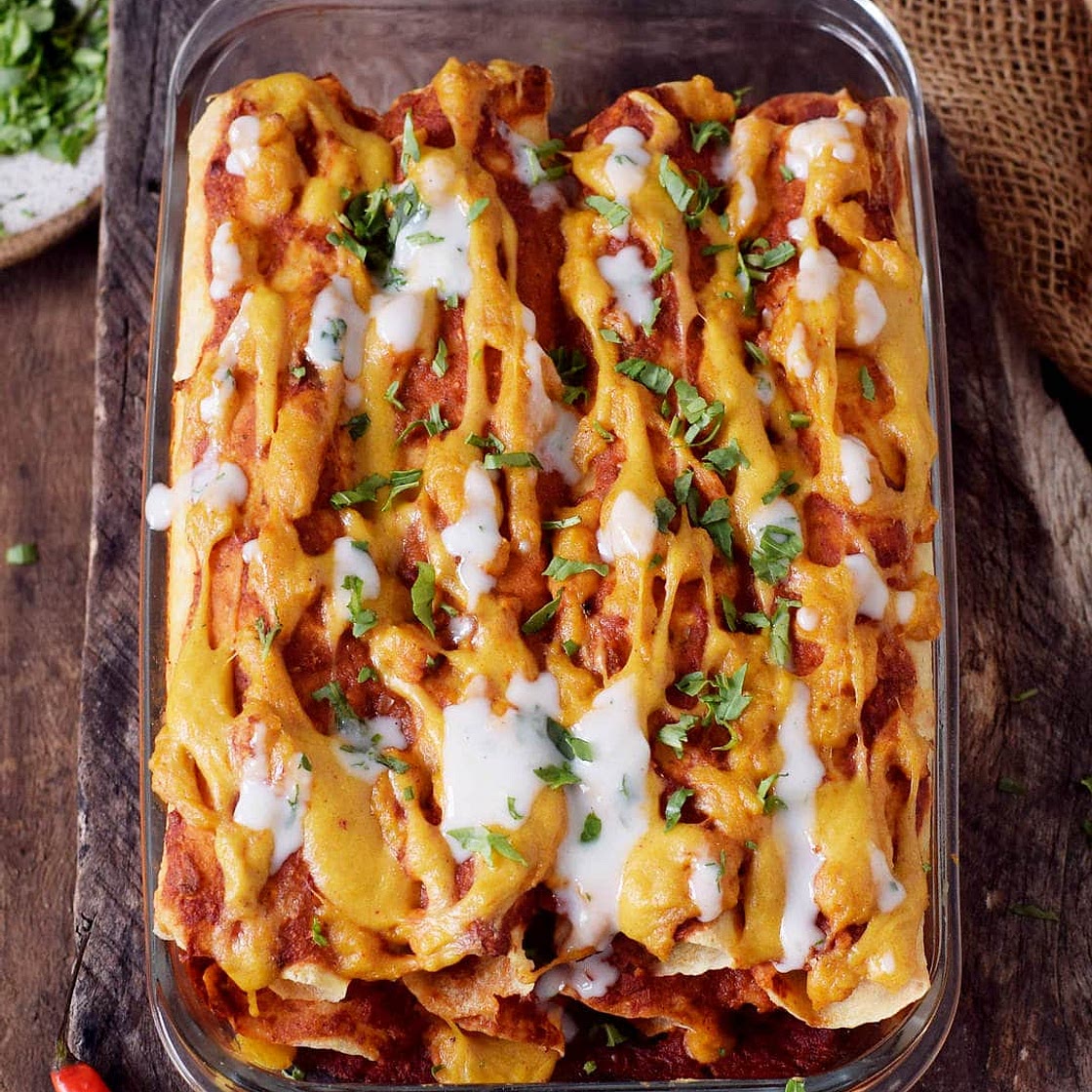 Vegitarian TVP Enchiladas
