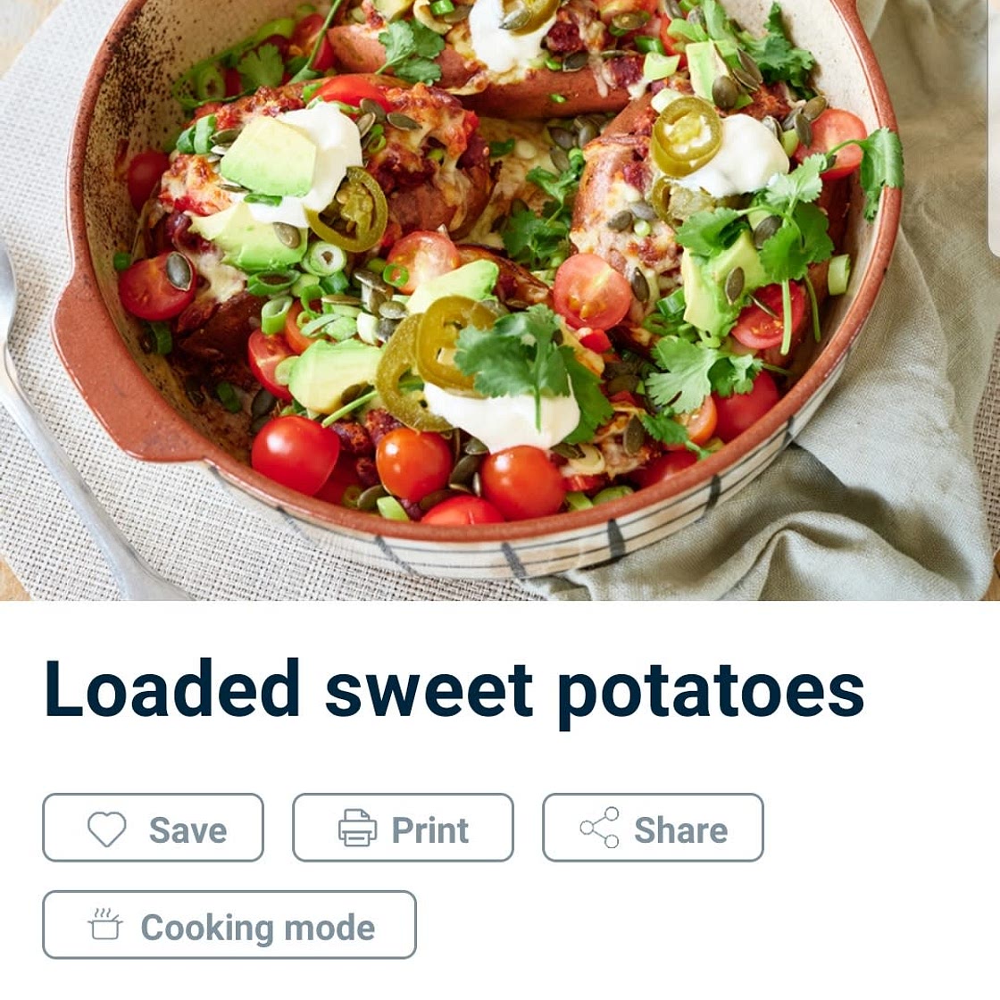 Loaded sweet potatoes recipe on Second Nature