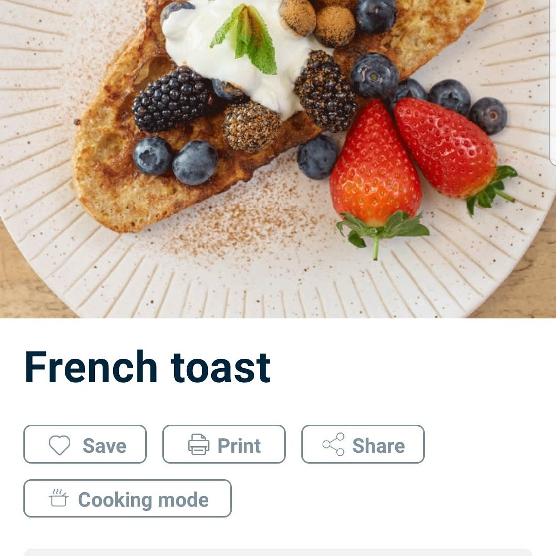 French toast recipe on Second Nature