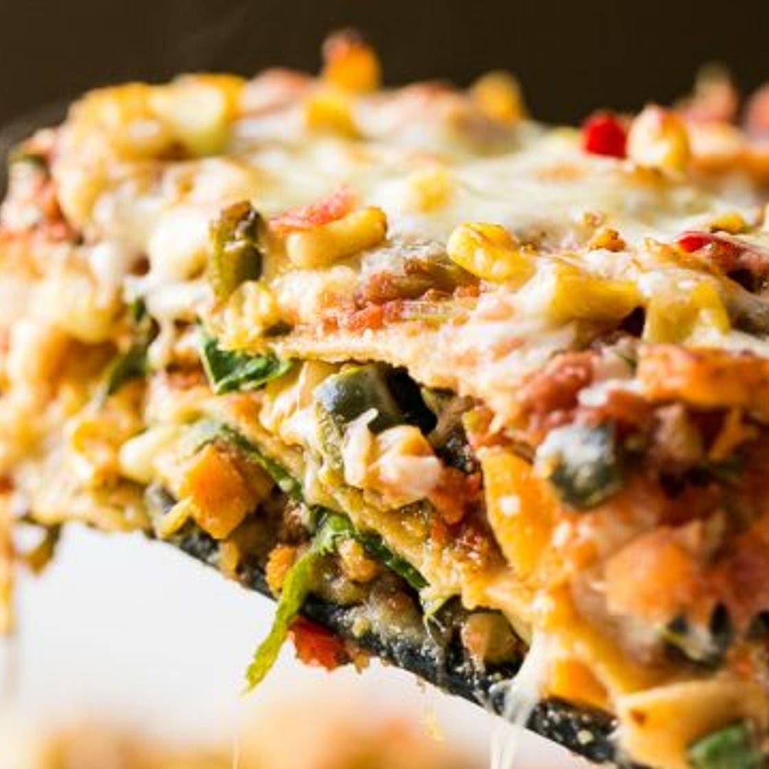 Stacked Roasted Vegetable Enchiladas