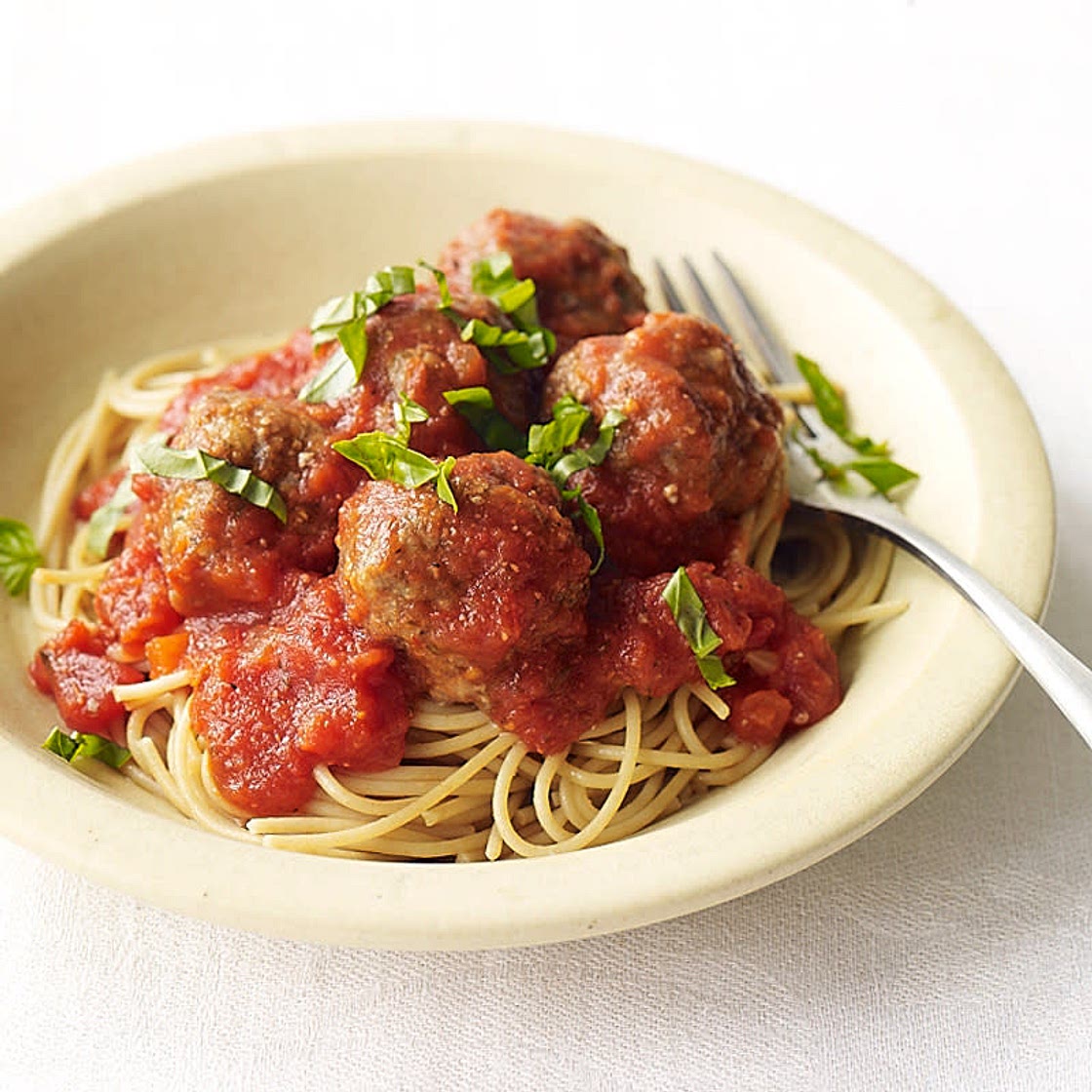 Super–easy spaghetti and meatballs