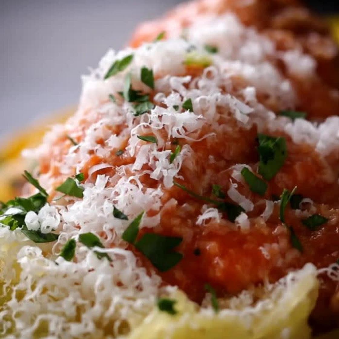 Microwave Spaghetti Squash & Meatballs