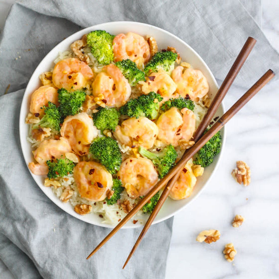 Honey Shrimp with Broccoli & Rice