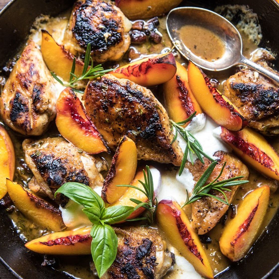 Rosemary Peach Chicken in White Wine Pan Sauce
