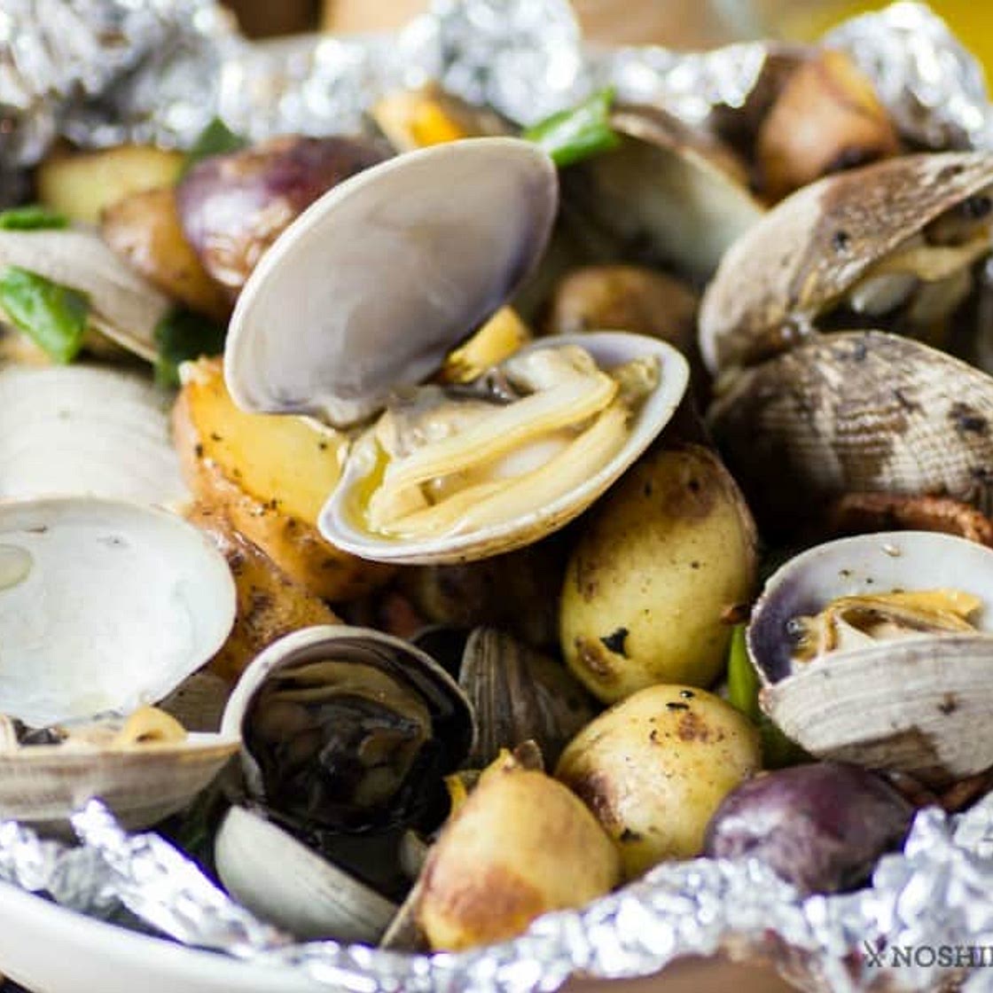 Clam, Bacon, Little Potato Foil Packs