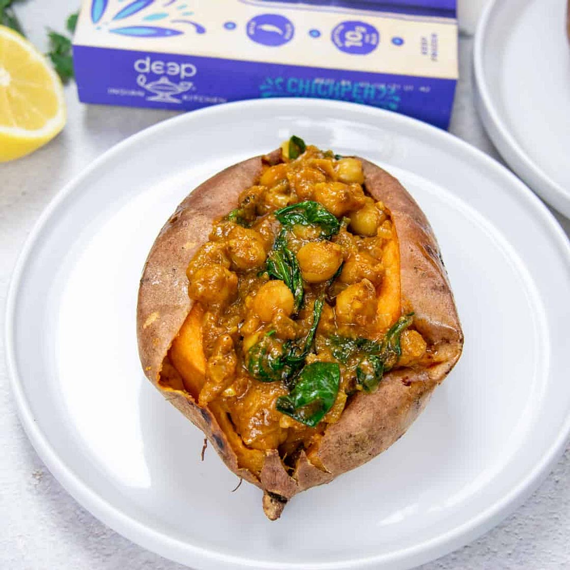 Chickpea Masala Stuffed Sweet Potatoes