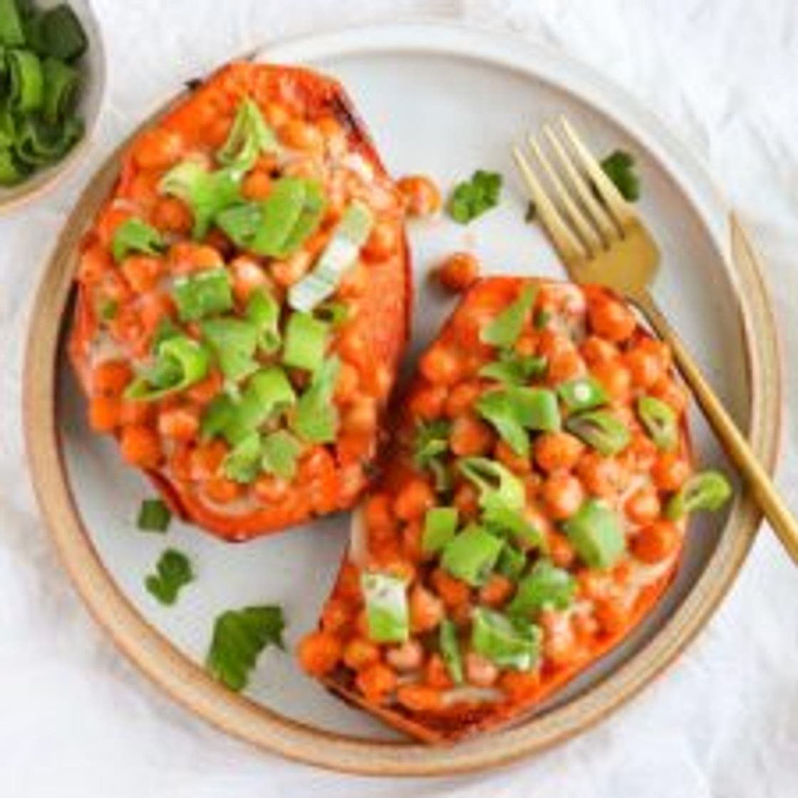 Buffalo Chickpea Stuffed Sweet Potato
