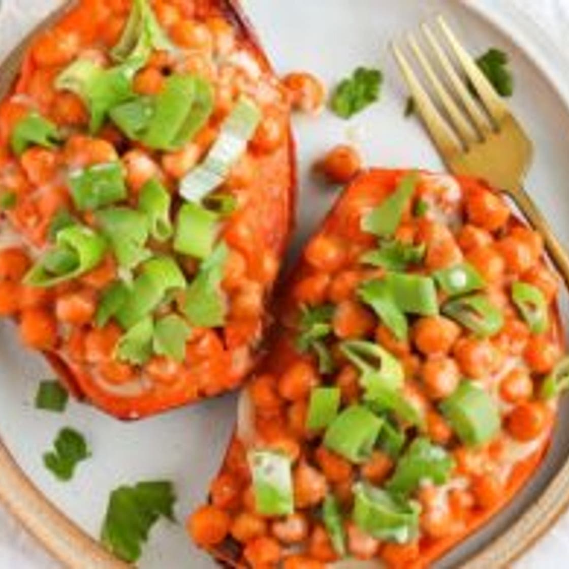 Buffalo Chickpea Stuffed Sweet Potato
