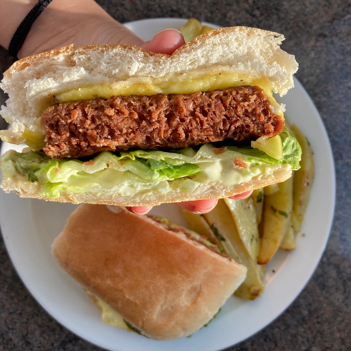 Vegan Big Mac w Homemade Chips 