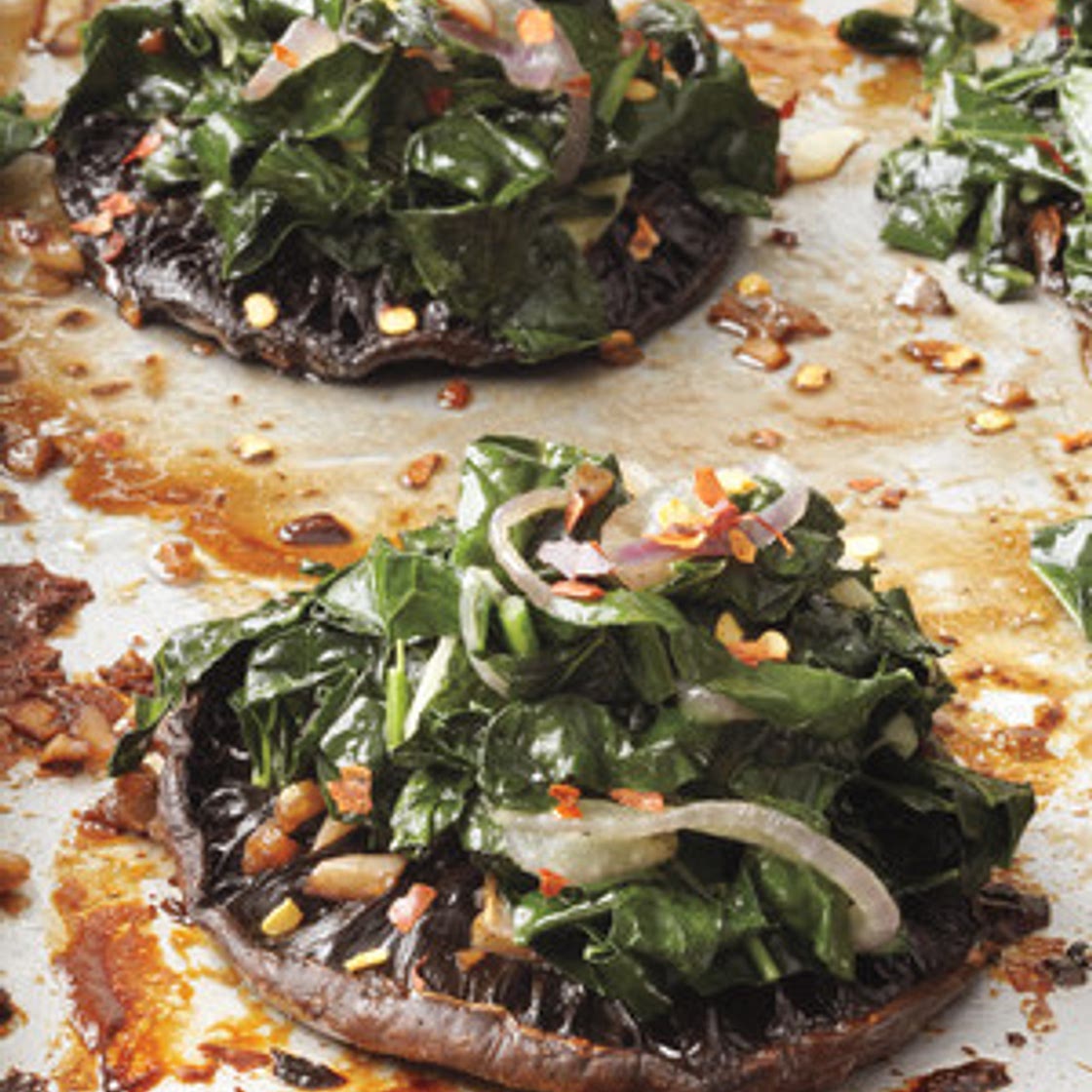 Roasted Portobellos with Kale