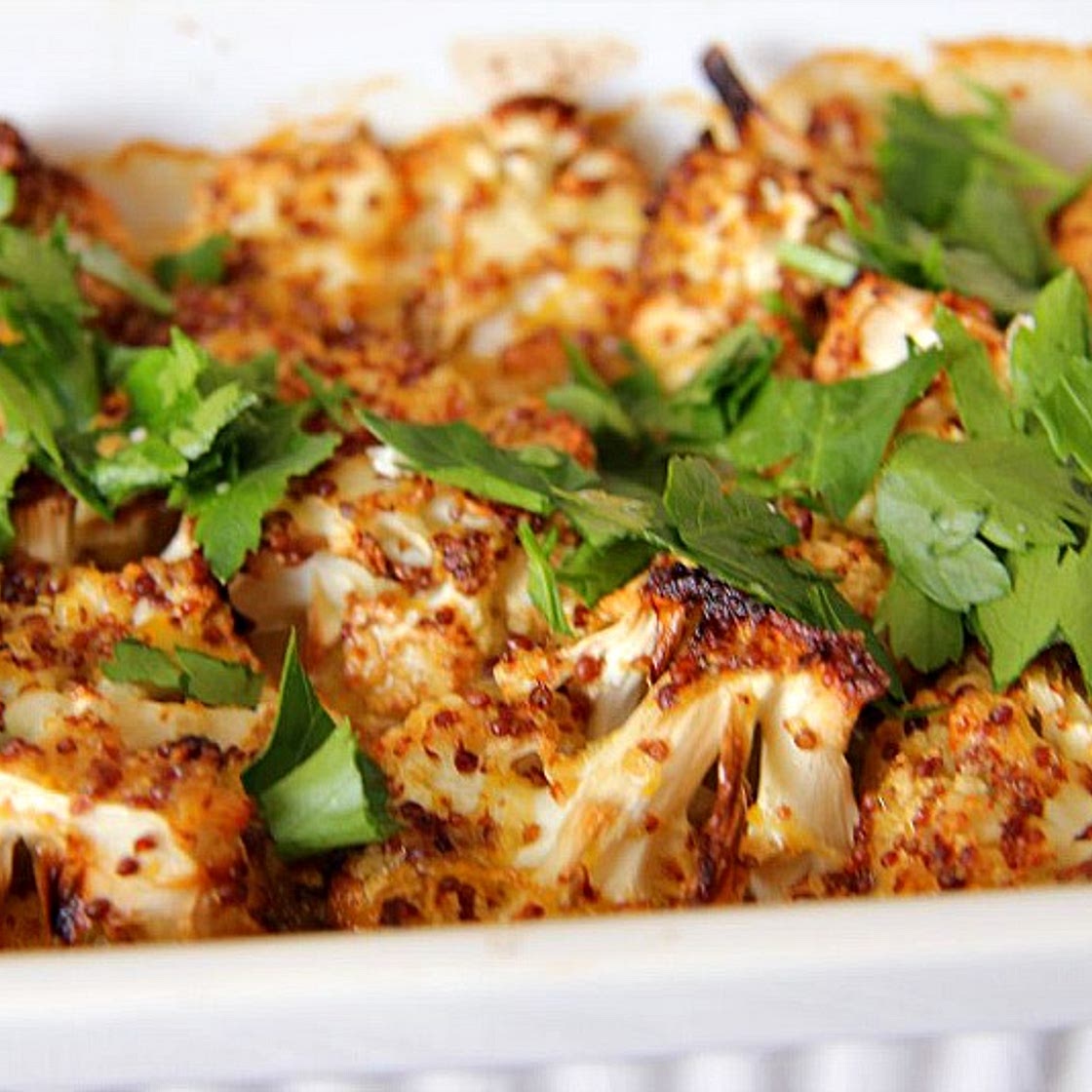Cauliflower Roasted in Dijon Mustard and Lemon Butter Sauce
