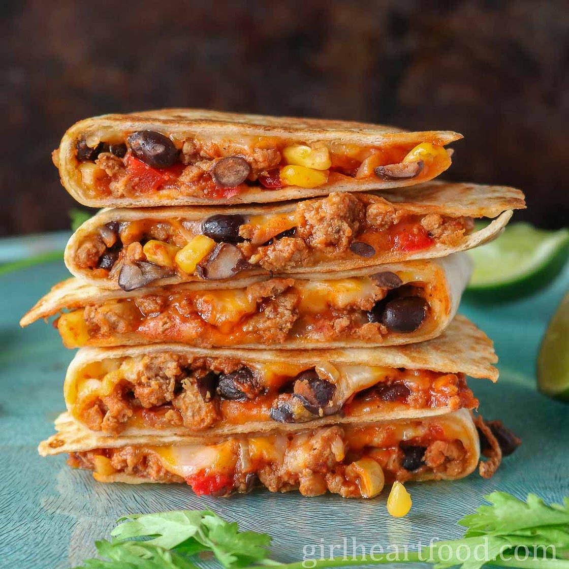 Cheesy Ground Turkey Quesadillas