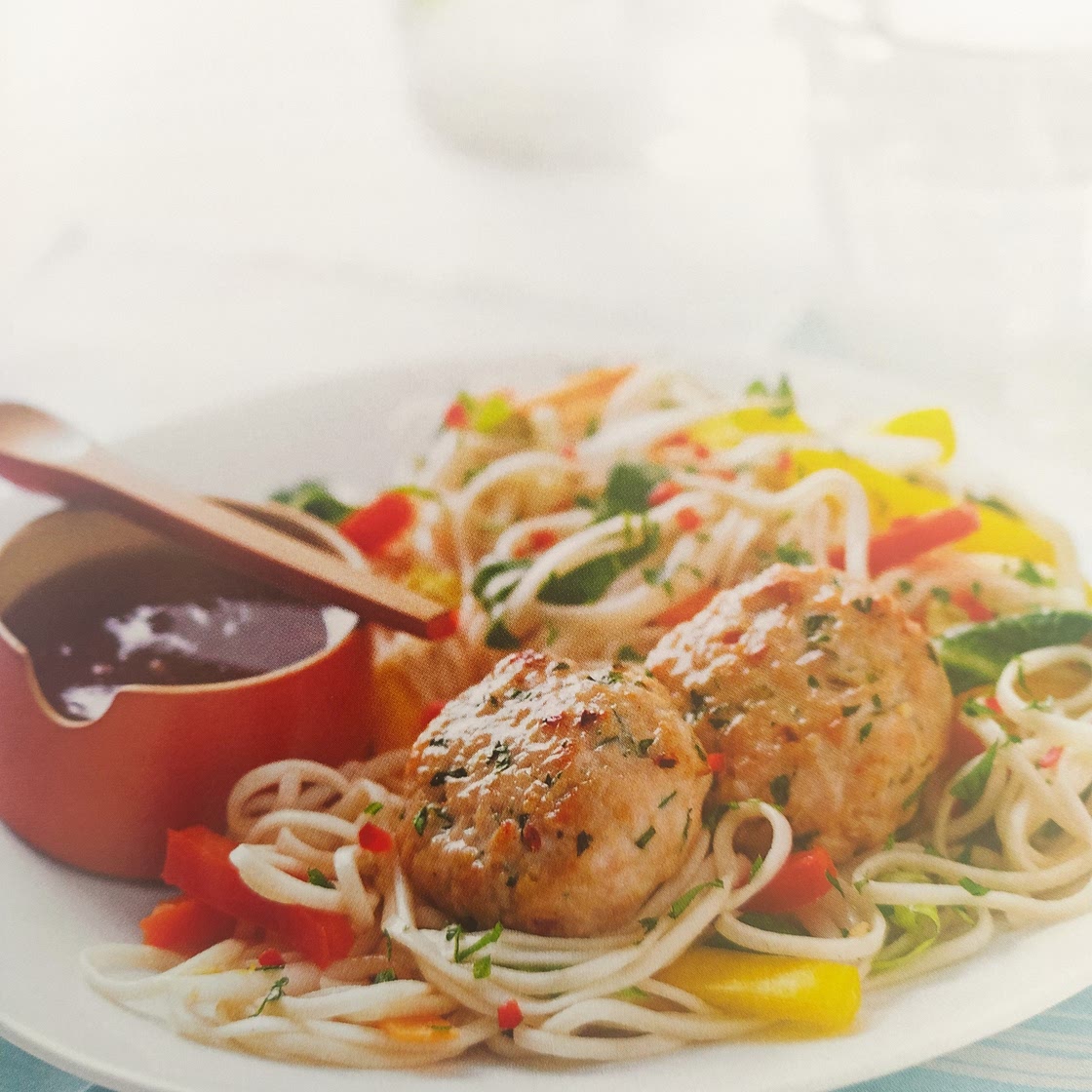 Thai-spiced turkey patties with noodle salad