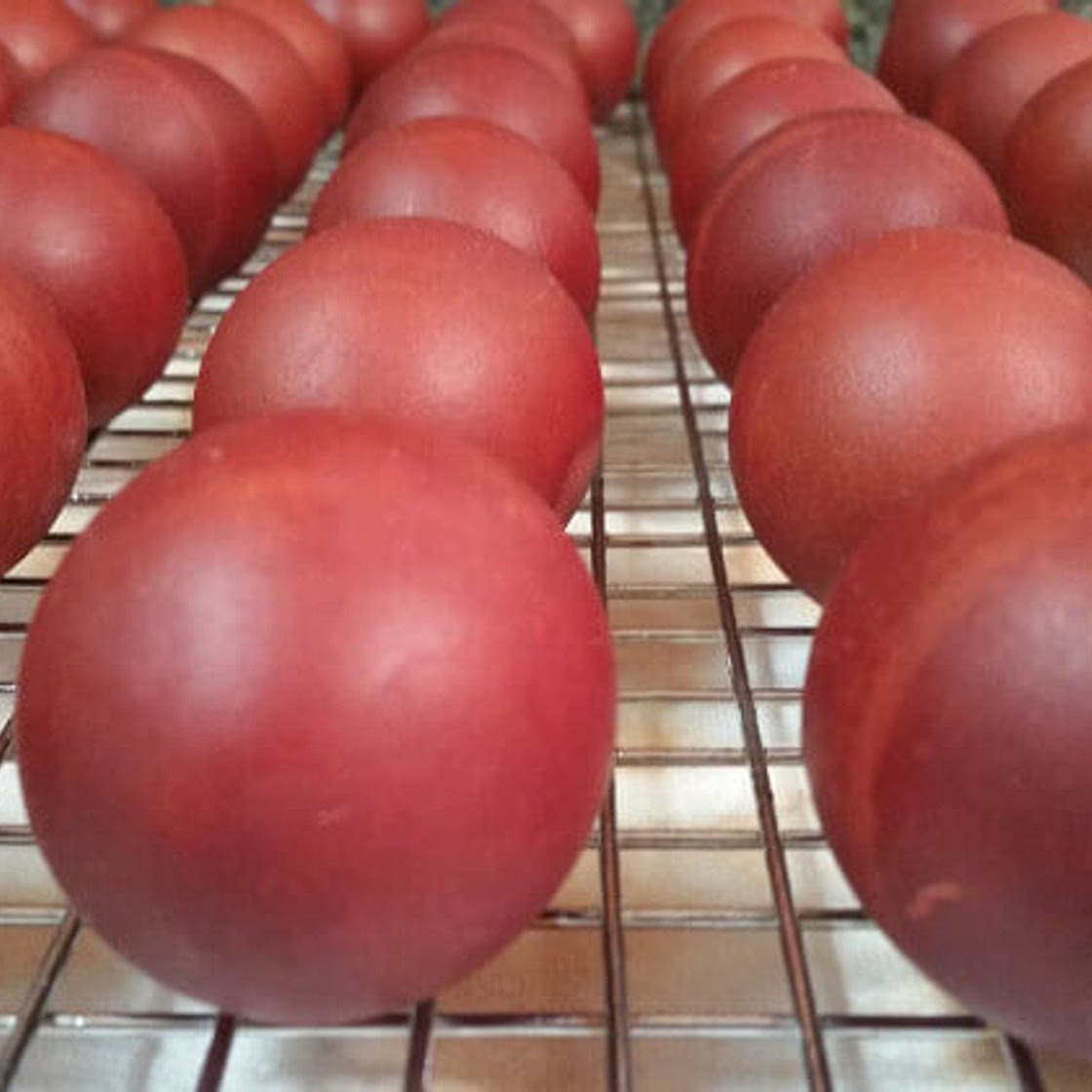 red eggs for Pascha using onion-skin dye