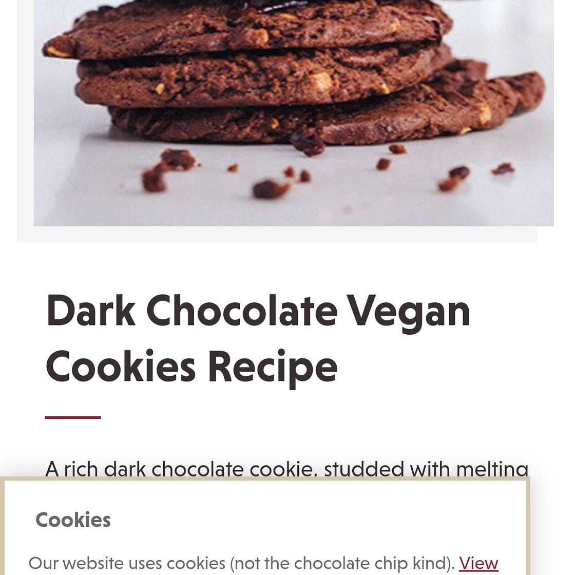 Dark Chocolate Vegan Cookies Pret A Manger