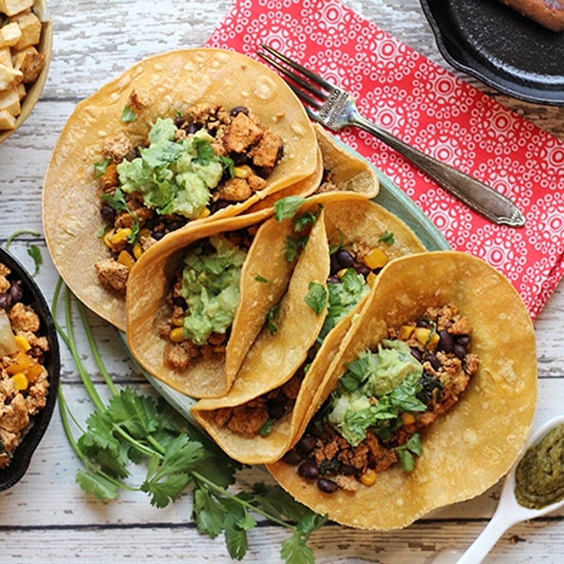 Breakfast tacos with tofu & black beans