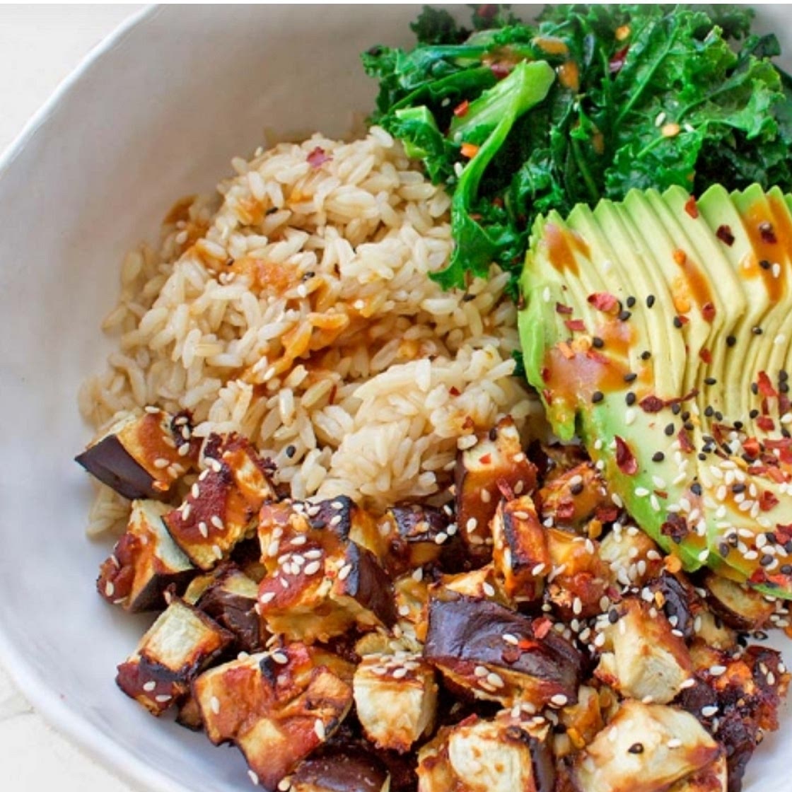 Miso Eggplant & Sesame Greens Bowl
