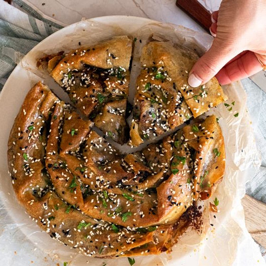 Spanakopita o pastel griego de espinacas