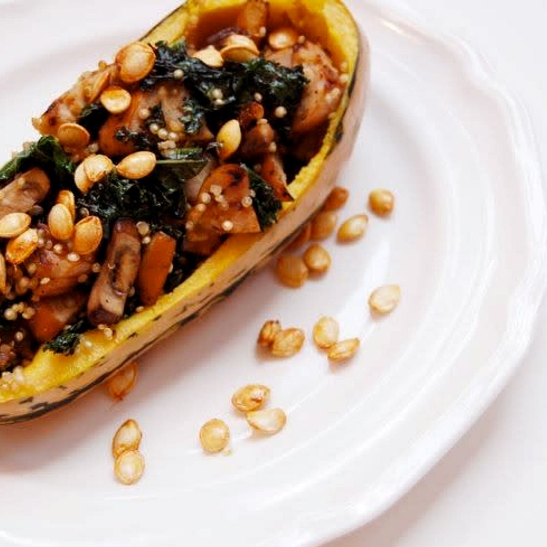 Sausage, Kale, and Quinoa Stuffed Squash