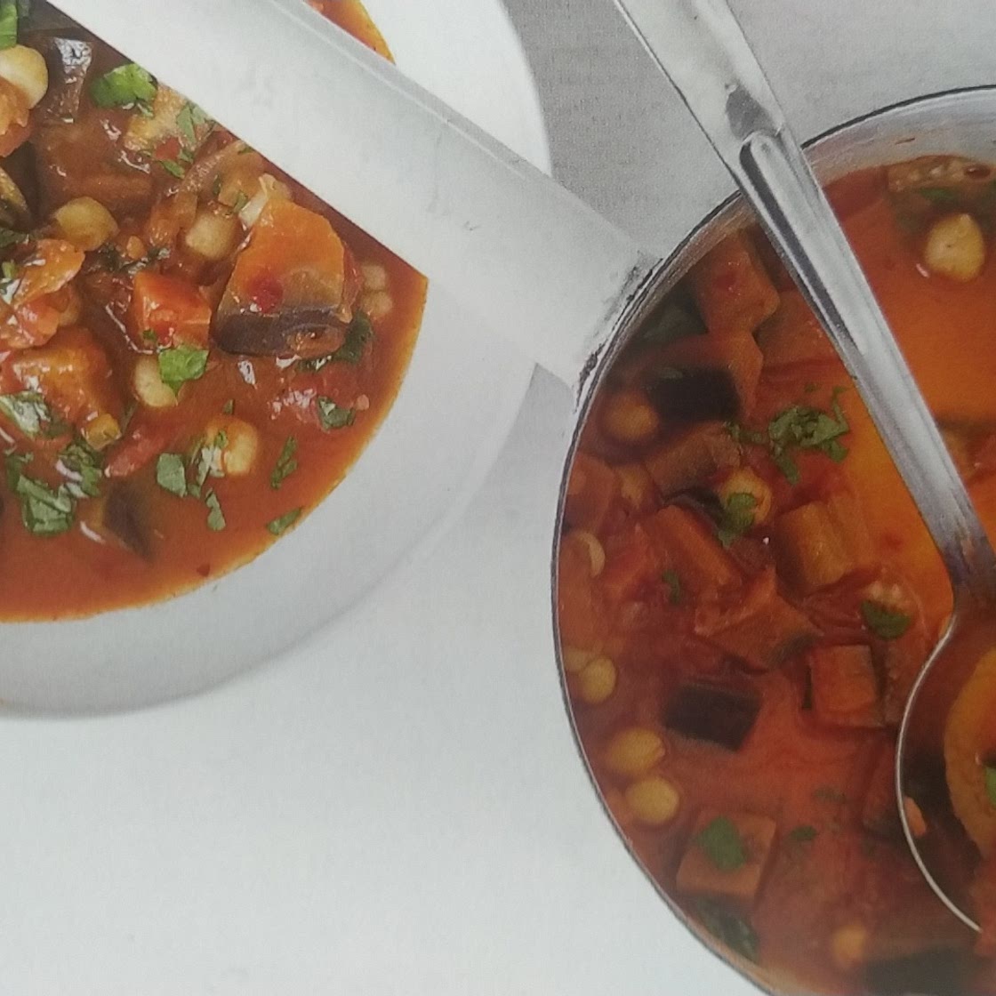 Spicy harissa, aubergine & chickpea soup