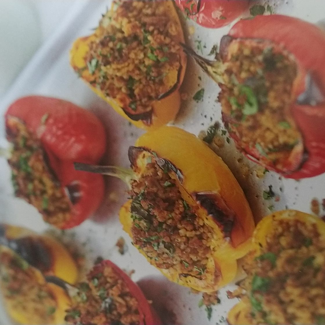 Pork & bulgar-stuffed peppers