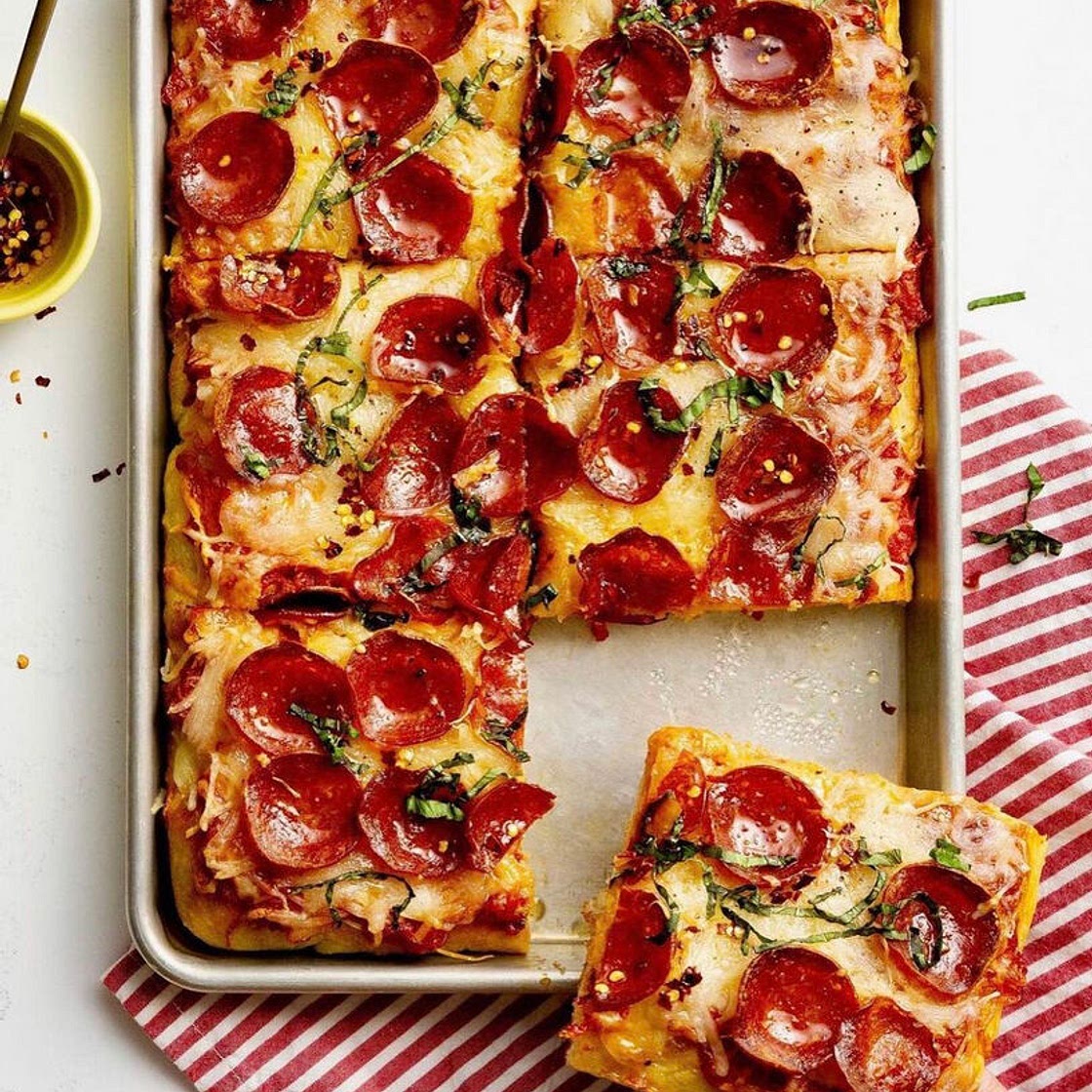 Detroit-Style Pepperoni Pizza with Chili-Honey Oil