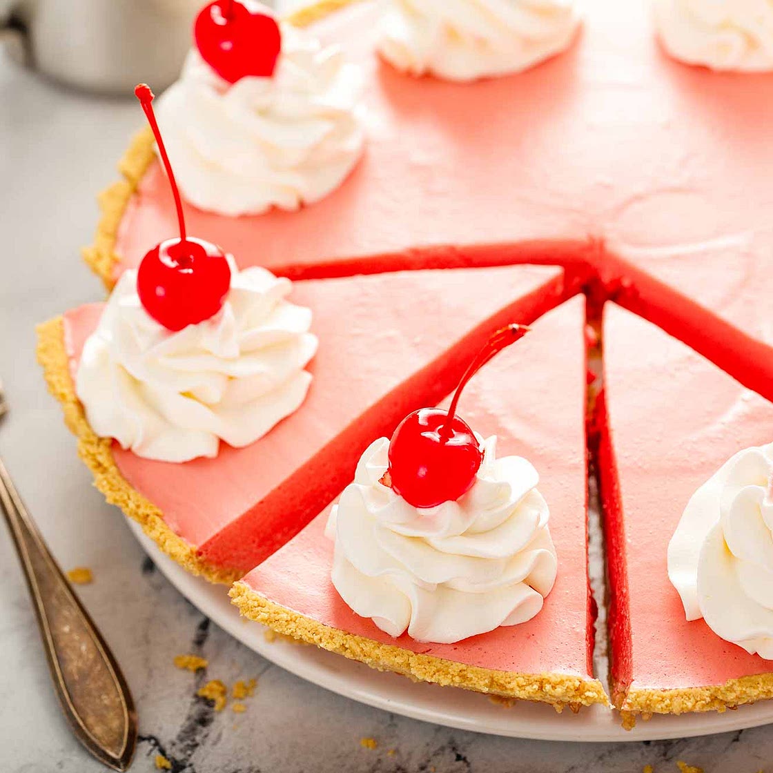 No Bake Cherry Cream Pie