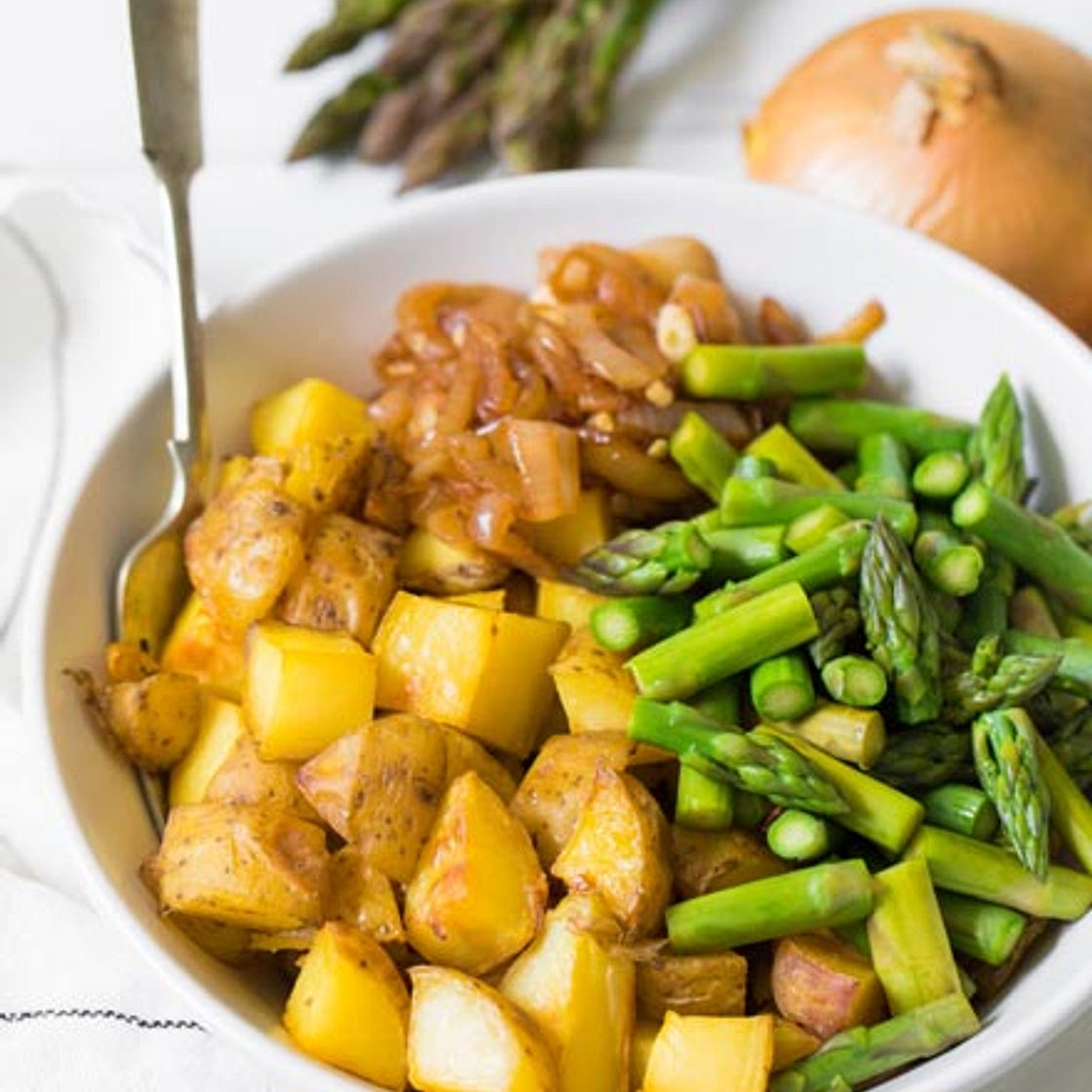 Potato, Asparagus, & Caramelized Onion Bowl