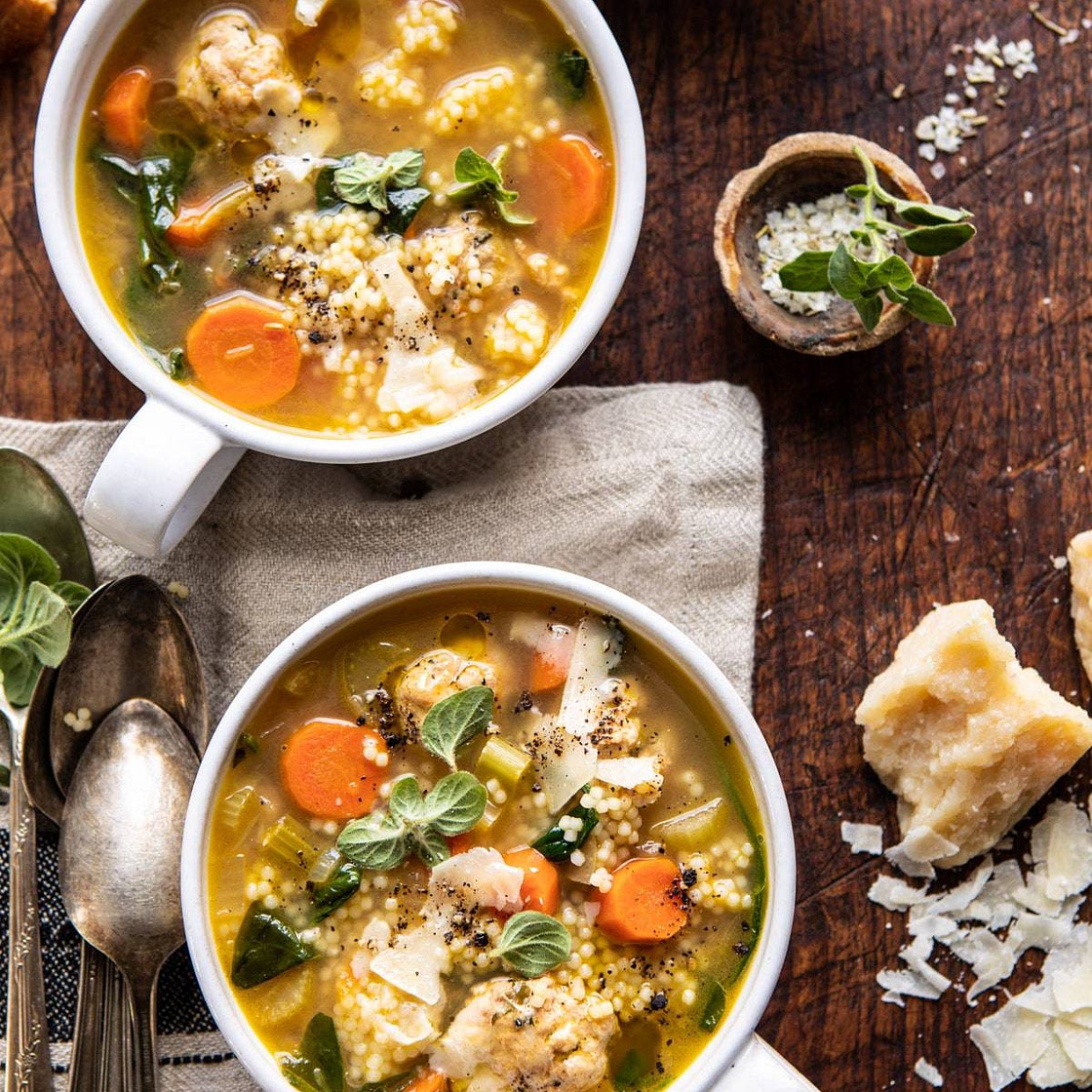 Healthier Italian Wedding Soup with Lemon and Garlic