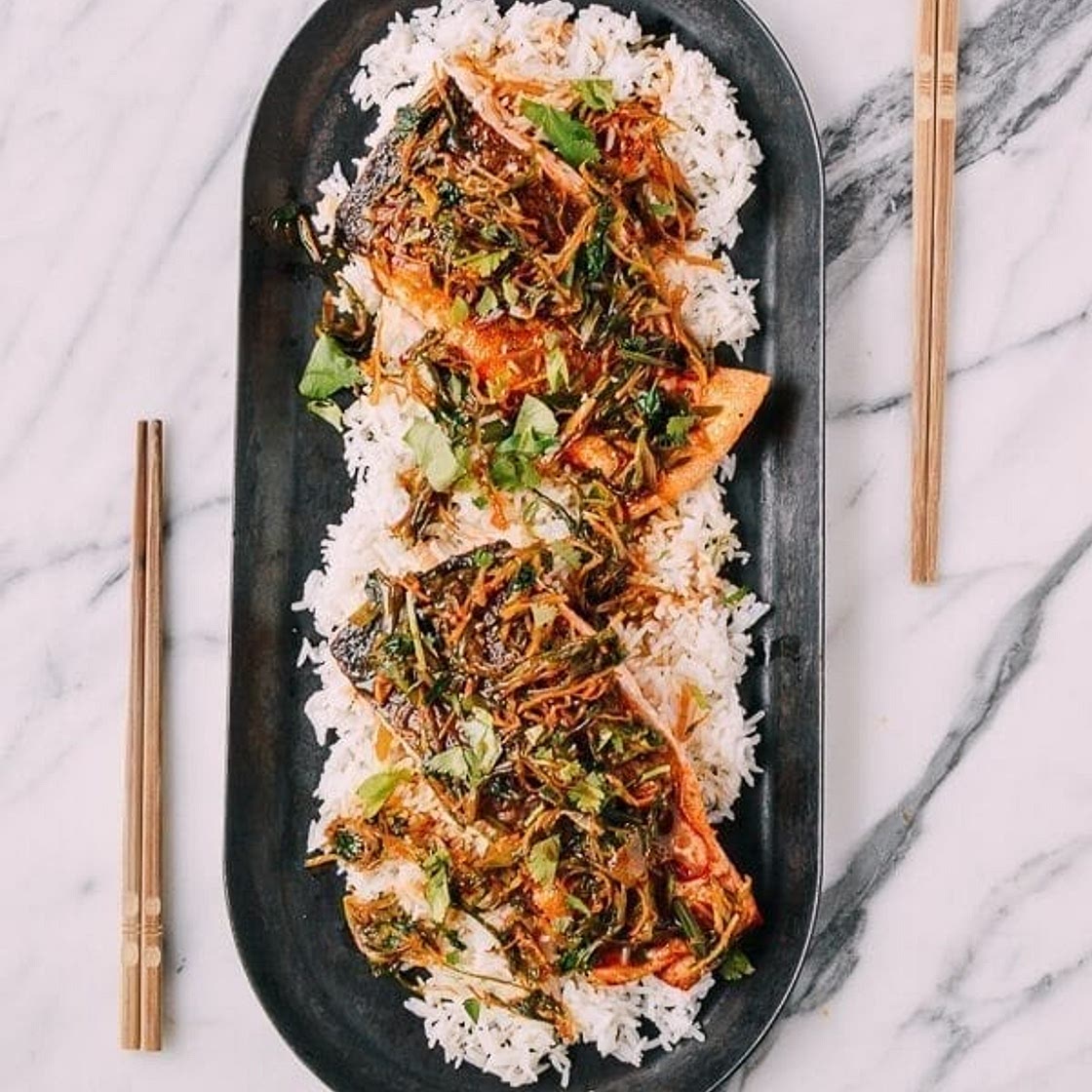 Crispy Scallion Ginger Salmon