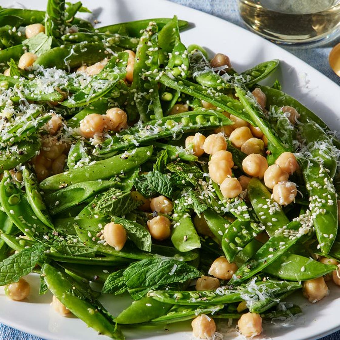 Miso-Garlic Snap Pea Salad With Pecorino & Mint