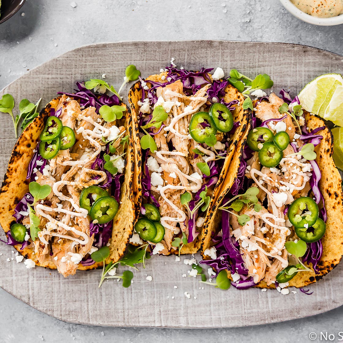 Slow Cooker Beer Braised Baja Chicken Tacos