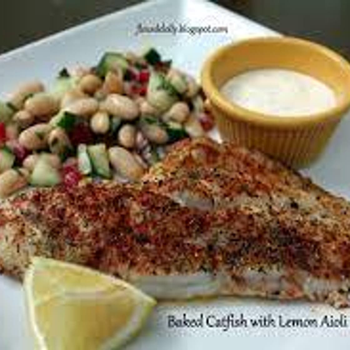 Baked Catfish with Lemon Aioli