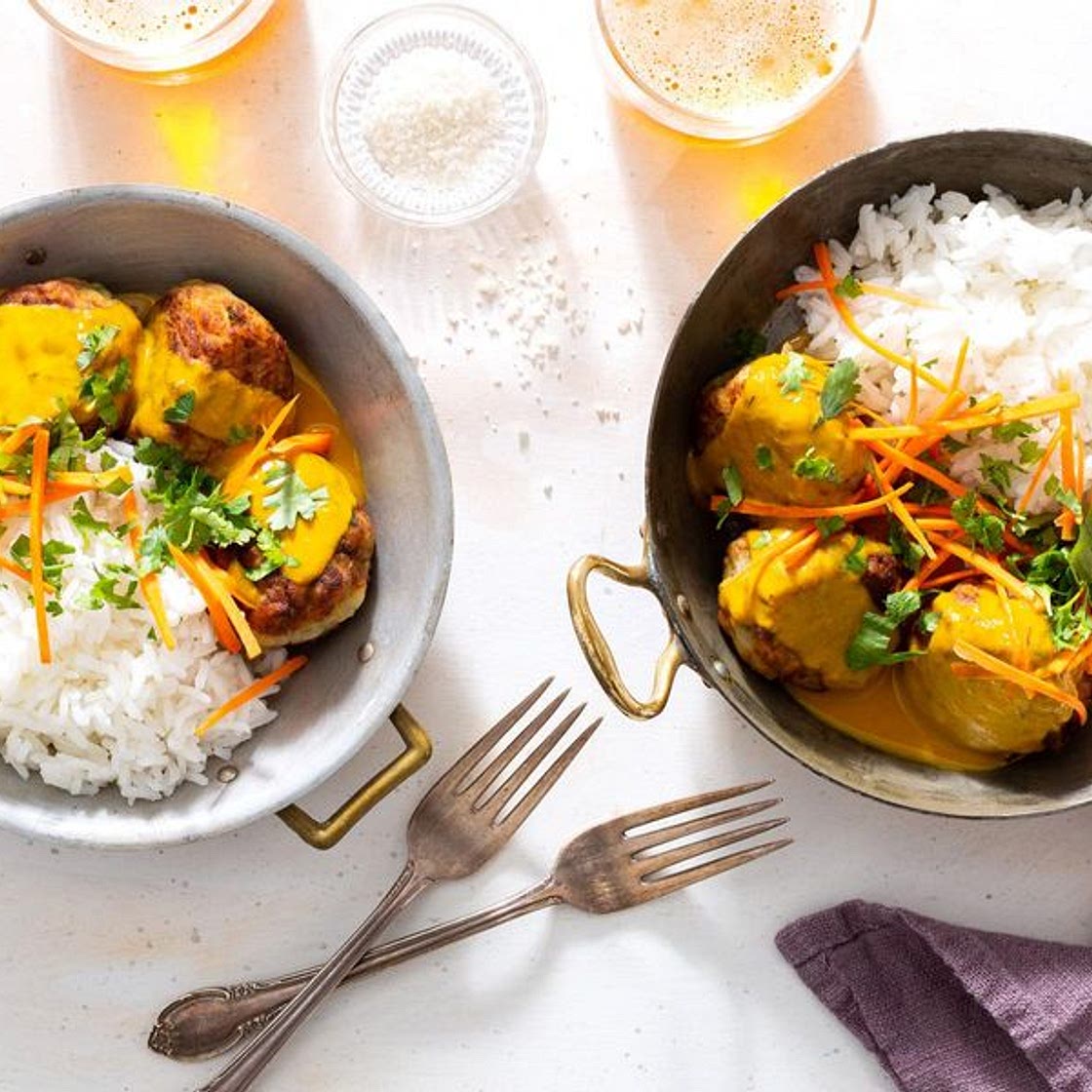 Zucchini and potato kofta curry & basmati rice