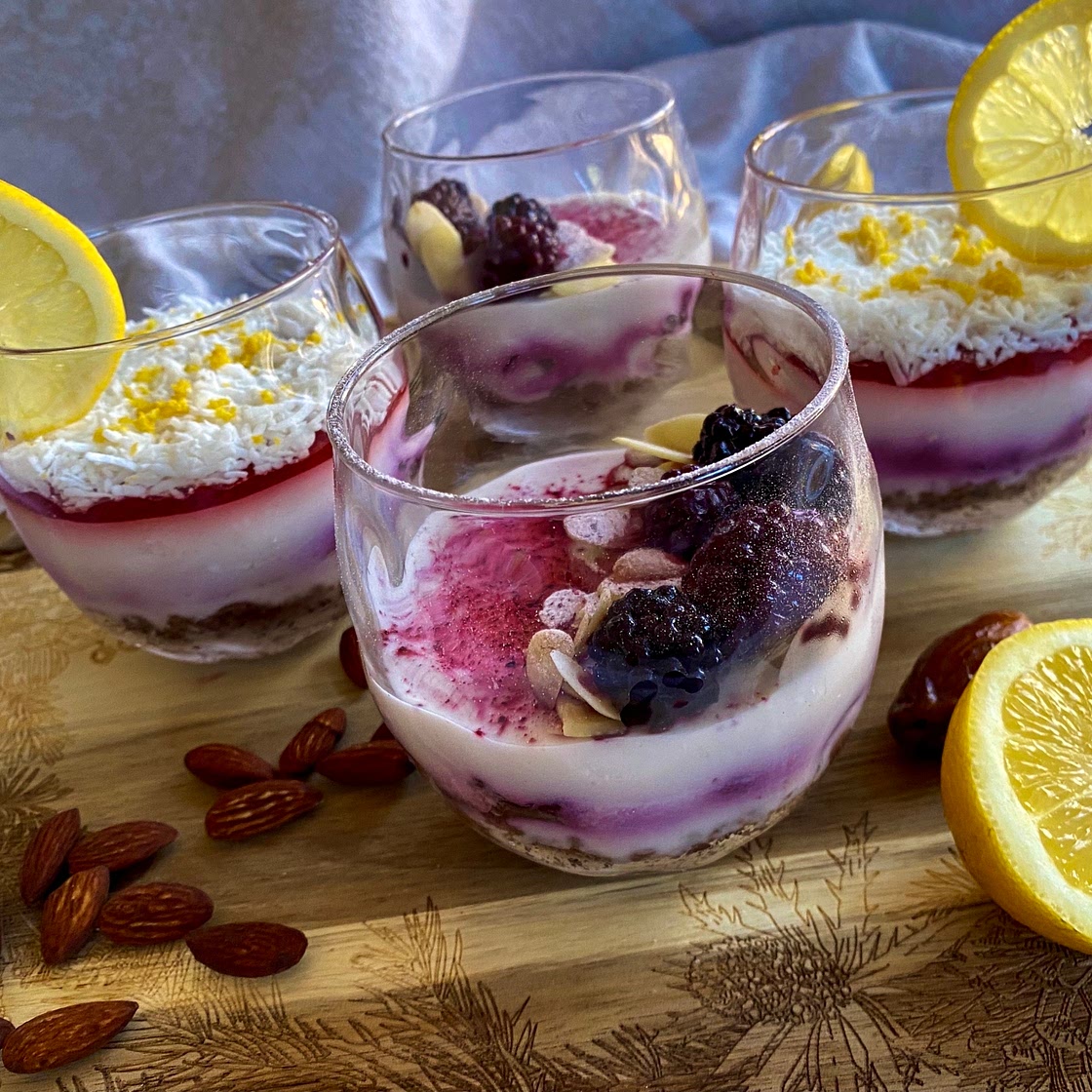 KETO coconut, berry and lemon posset 