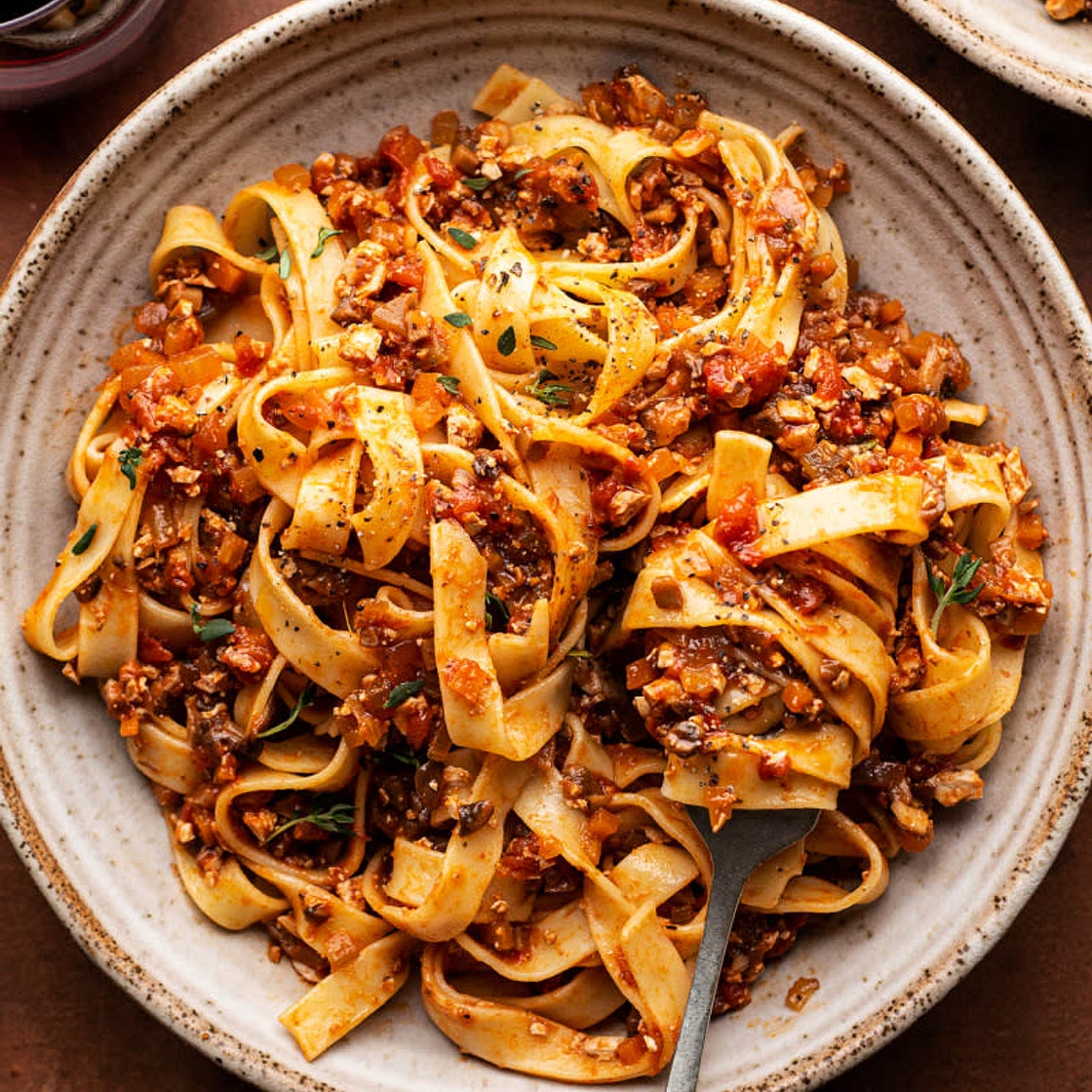 Tofu Mushroom Bolognese 
